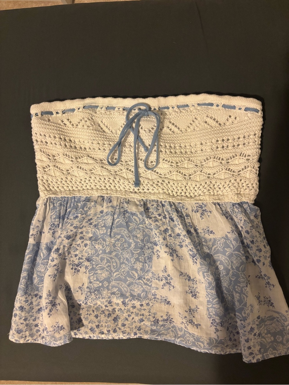 Hollister Strapless Blue and Knit Top